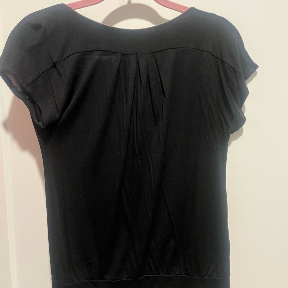 Pleione Black Cowl Neck Blouse Women Size S Short Sleeve Work Office Top - Picture 4 of 5